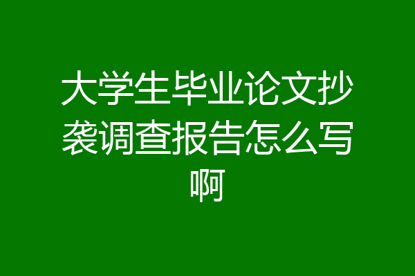 大学生毕业论文抄袭调查报告怎么写啊