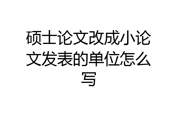 硕士论文改成小论文发表的单位怎么写
