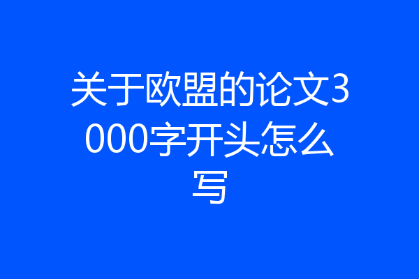 关于欧盟的论文3000字开头怎么写