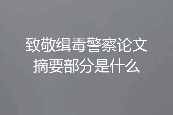 致敬缉毒警察论文摘要部分是什么
