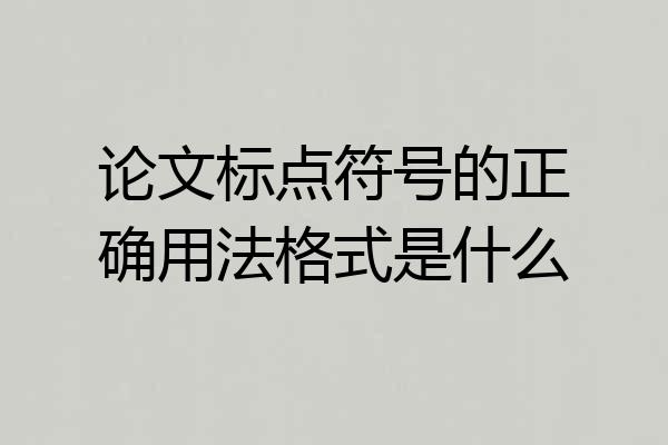 论文标点符号的正确用法格式是什么