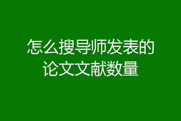 怎么搜导师发表的论文文献数量