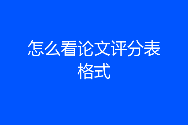 怎么看论文评分表格式