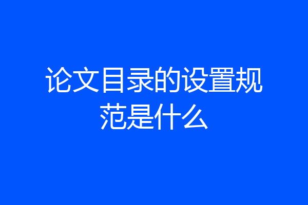 论文目录的设置规范是什么