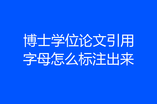 博士学位论文引用字母怎么标注出来