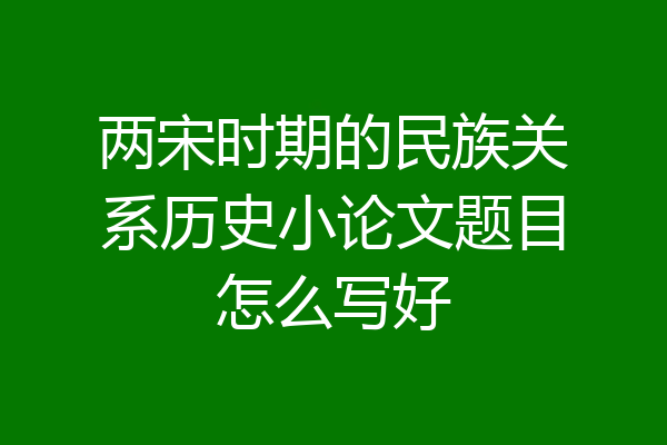 两宋时期的民族关系历史小论文题目怎么写好