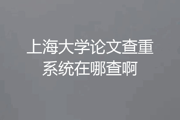 上海大学论文查重系统在哪查啊