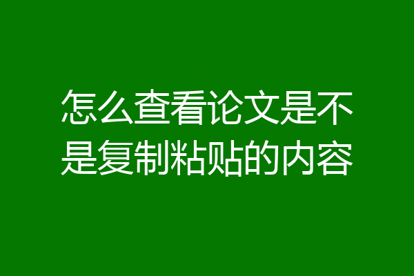 怎么查看论文是不是复制粘贴的内容