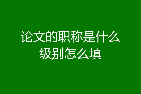 论文的职称是什么级别怎么填
