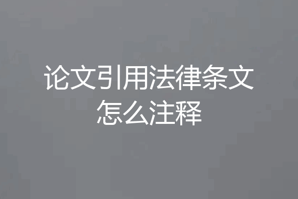论文引用法律条文怎么注释