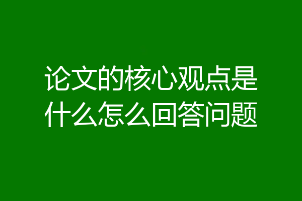 论文的核心观点是什么怎么回答问题