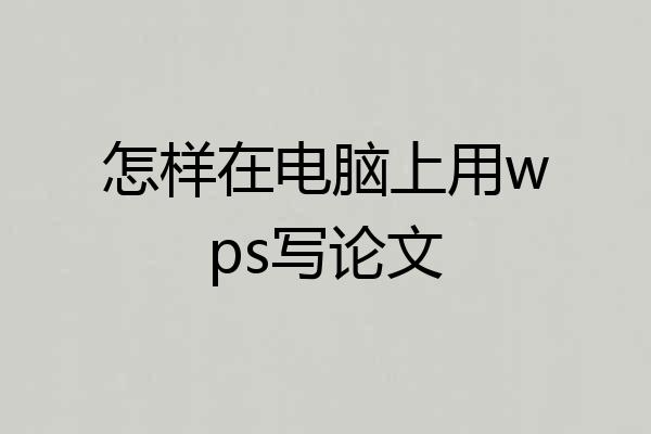 怎样在电脑上用wps写论文