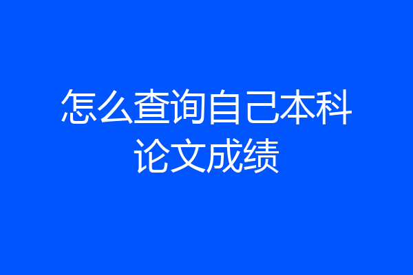 怎么查询自己本科论文成绩