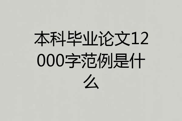 本科毕业论文12000字范例是什么