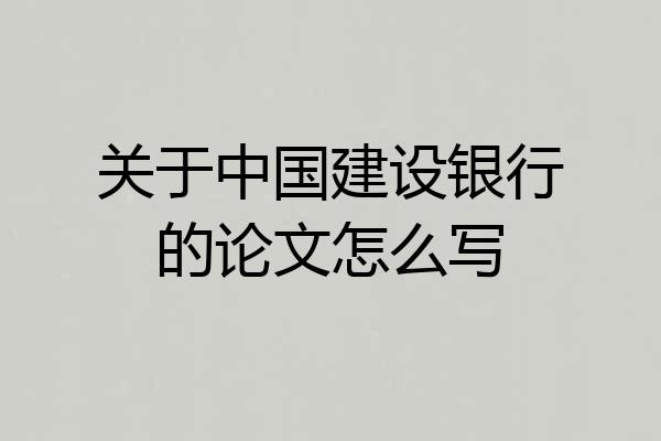 关于中国建设银行的论文怎么写