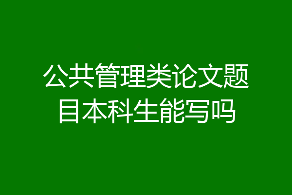 公共管理类论文题目本科生能写吗