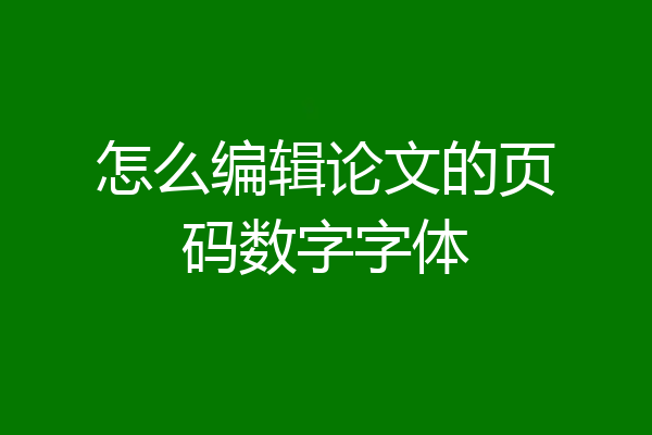 怎么编辑论文的页码数字字体