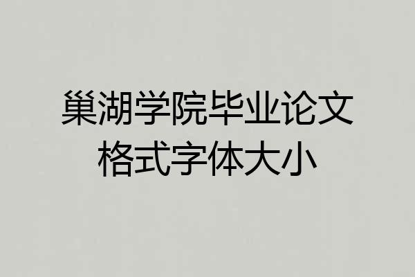 巢湖学院毕业论文格式字体大小