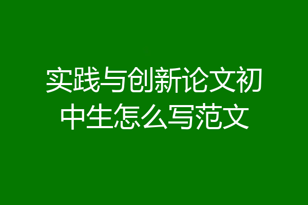 实践与创新论文初中生怎么写范文