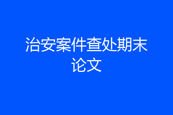 治安案件查处期末论文
