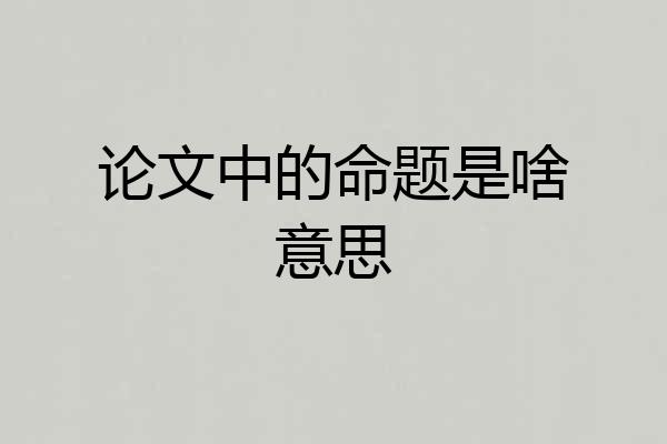 论文中的命题是啥意思