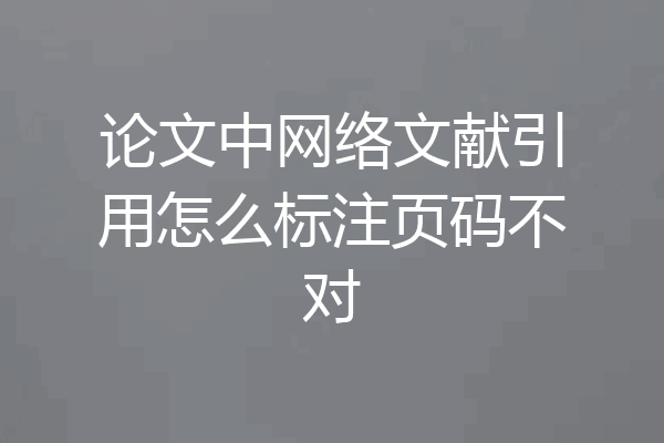 论文中网络文献引用怎么标注页码不对