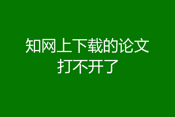 知网上下载的论文打不开了
