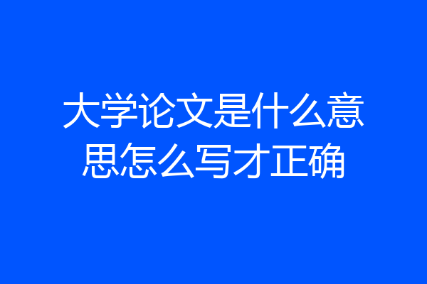 大学论文是什么意思怎么写才正确