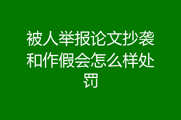 被人举报论文抄袭和作假会怎么样处罚
