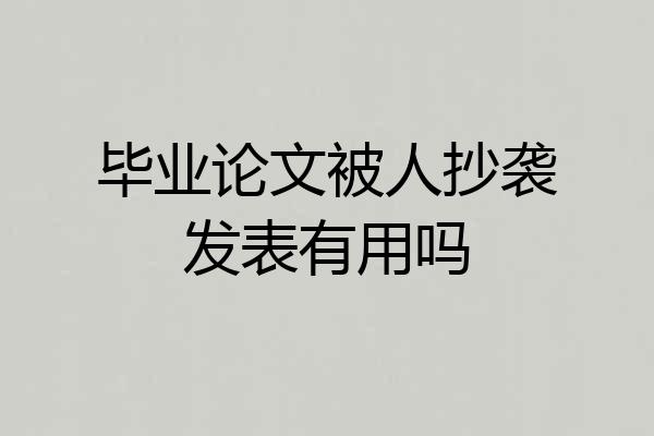 毕业论文被人抄袭发表有用吗