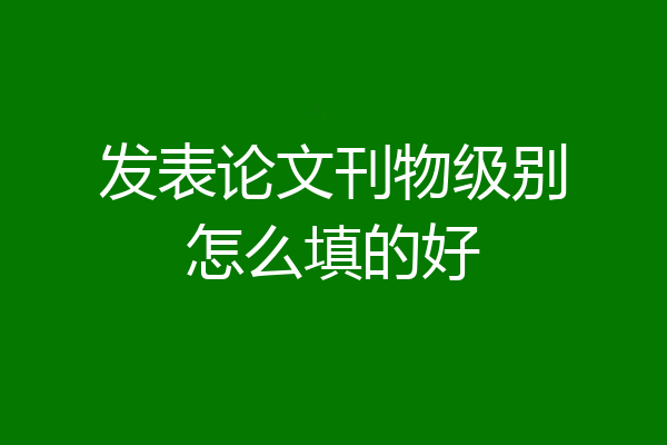 发表论文刊物级别怎么填的好