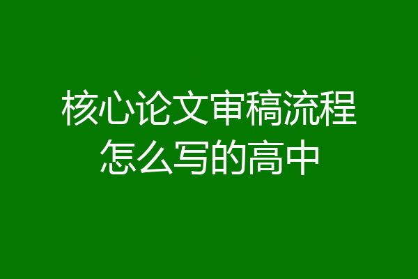 核心论文审稿流程怎么写的高中