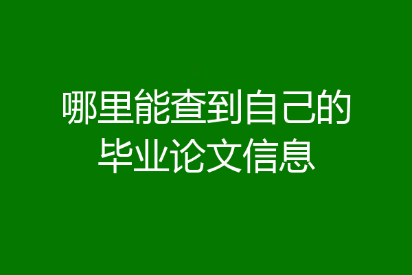 哪里能查到自己的毕业论文信息