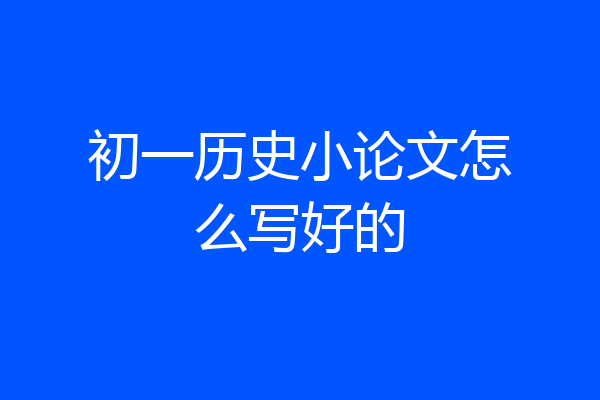 初一历史小论文怎么写好的