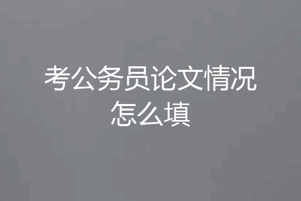 考公务员论文情况怎么填