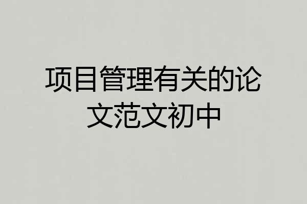 项目管理有关的论文范文初中