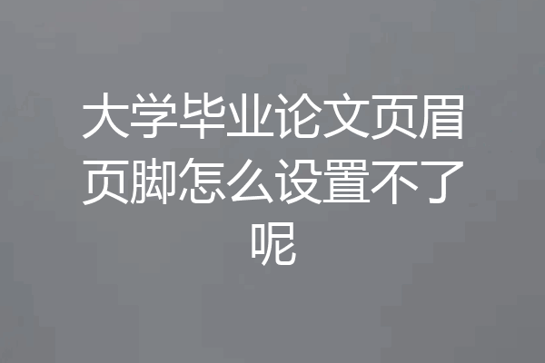 大学毕业论文页眉页脚怎么设置不了呢