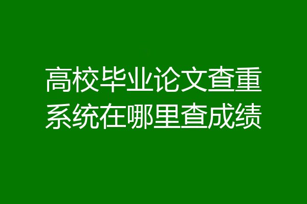 高校毕业论文查重系统在哪里查成绩