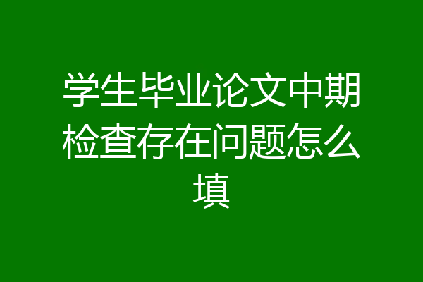 学生毕业论文中期检查存在问题怎么填