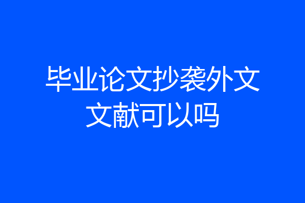 毕业论文抄袭外文文献可以吗