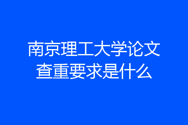 南京理工大学论文查重要求是什么
