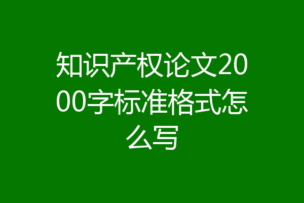知识产权论文2000字标准格式怎么写