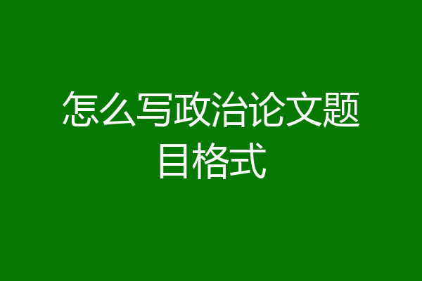 怎么写政治论文题目格式