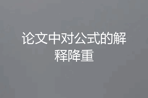 论文中对公式的解释降重