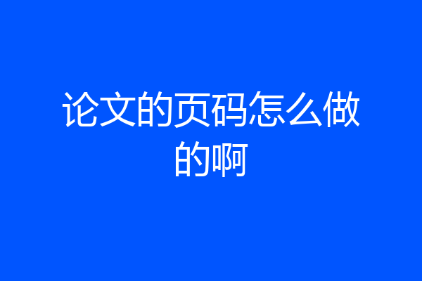 论文的页码怎么做的啊