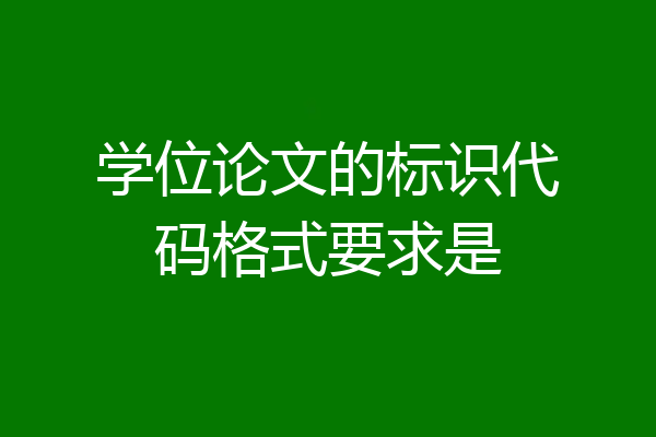 学位论文的标识代码格式要求是