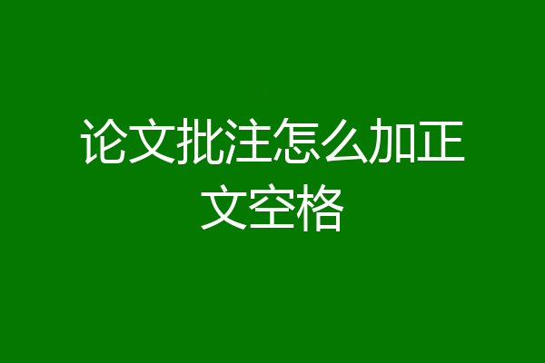 论文批注怎么加正文空格