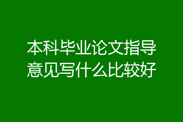 本科毕业论文指导意见写什么比较好