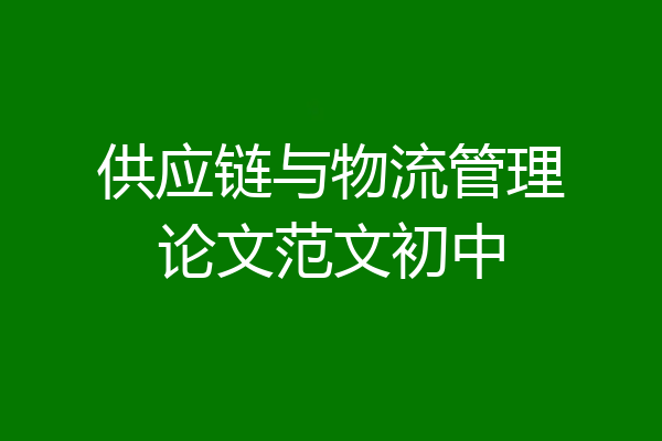 供应链与物流管理论文范文初中