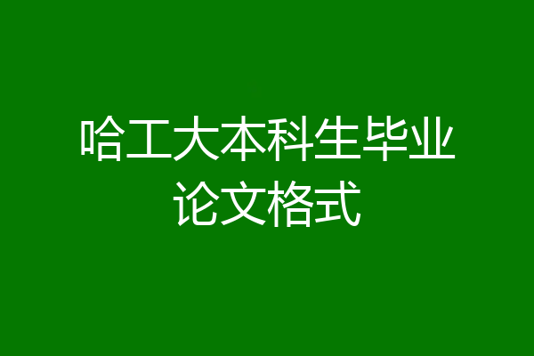 哈工大本科生毕业论文格式